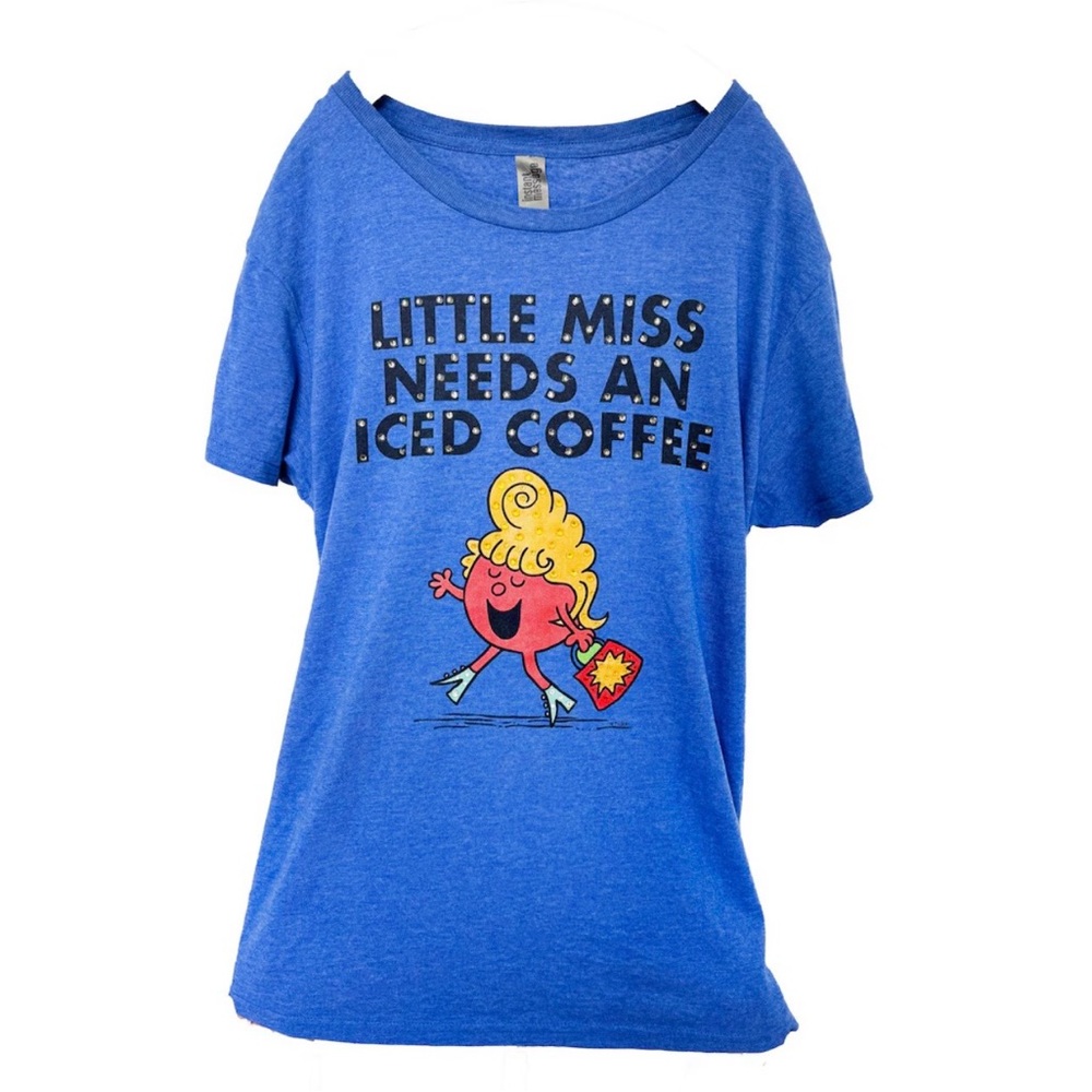 Little Miss Blue Graphic Tee – 'Needs An Iced Coffee'